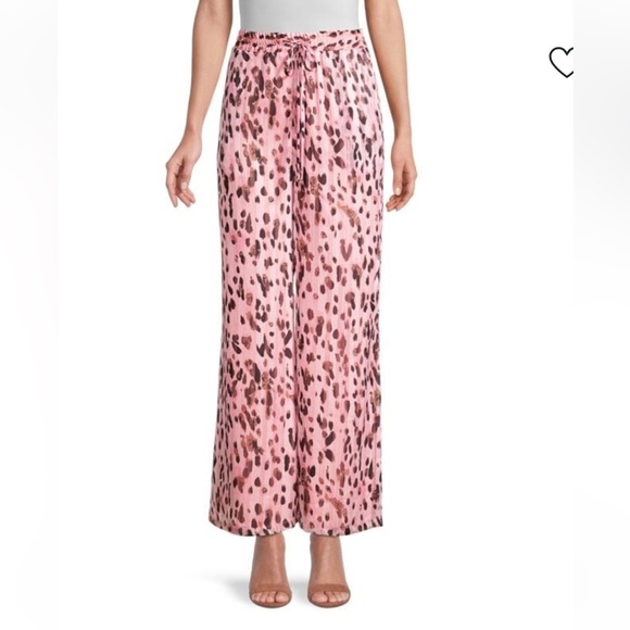 Milly Pink and Black Animal Print wide leg palazzo elastic waist pants - Picture 1 of 7